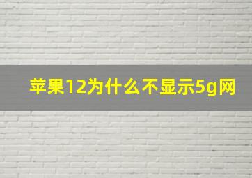 苹果12为什么不显示5g网