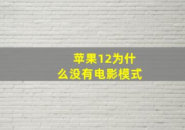 苹果12为什么没有电影模式