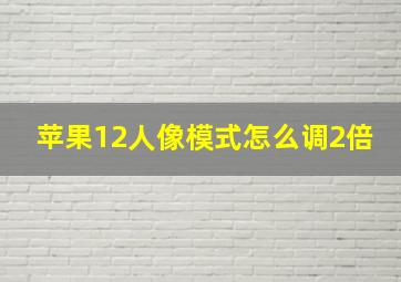 苹果12人像模式怎么调2倍