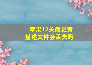 苹果12关闭更新描述文件会丢失吗