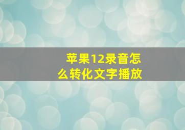 苹果12录音怎么转化文字播放