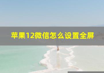 苹果12微信怎么设置全屏