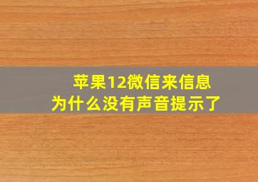 苹果12微信来信息为什么没有声音提示了