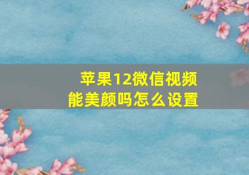 苹果12微信视频能美颜吗怎么设置