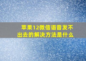 苹果12微信语音发不出去的解决方法是什么