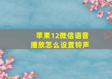 苹果12微信语音播放怎么设置铃声