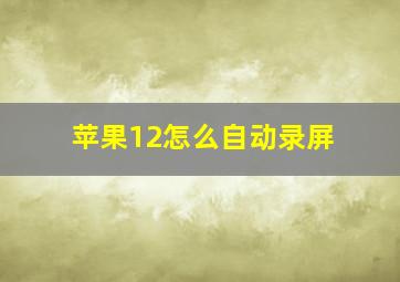 苹果12怎么自动录屏