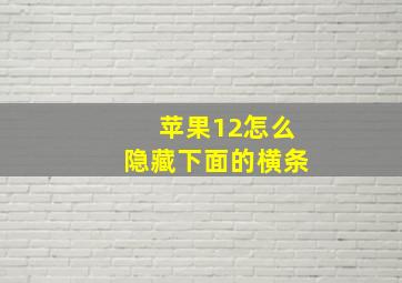 苹果12怎么隐藏下面的横条