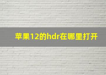 苹果12的hdr在哪里打开