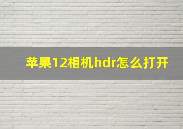 苹果12相机hdr怎么打开