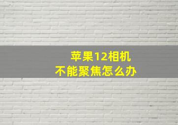 苹果12相机不能聚焦怎么办