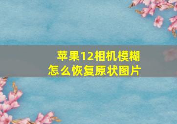 苹果12相机模糊怎么恢复原状图片