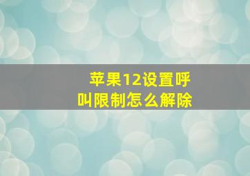 苹果12设置呼叫限制怎么解除