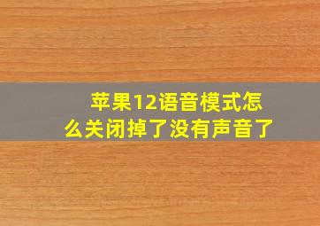 苹果12语音模式怎么关闭掉了没有声音了