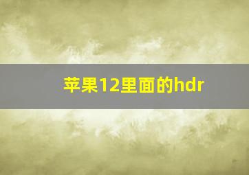 苹果12里面的hdr