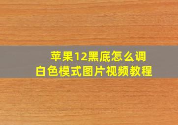 苹果12黑底怎么调白色模式图片视频教程