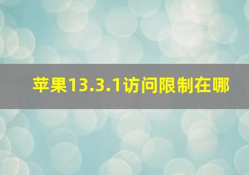 苹果13.3.1访问限制在哪