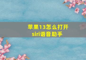 苹果13怎么打开siri语音助手