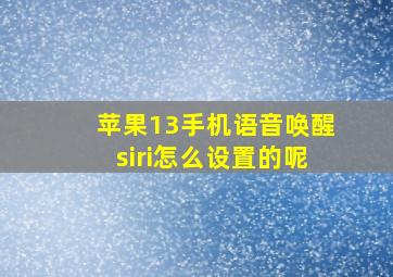 苹果13手机语音唤醒siri怎么设置的呢