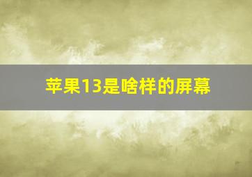 苹果13是啥样的屏幕