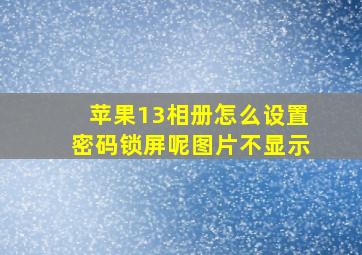 苹果13相册怎么设置密码锁屏呢图片不显示