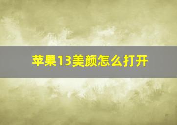 苹果13美颜怎么打开