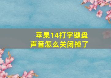 苹果14打字键盘声音怎么关闭掉了