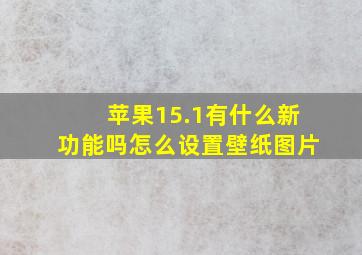 苹果15.1有什么新功能吗怎么设置壁纸图片