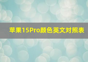 苹果15Pro颜色英文对照表