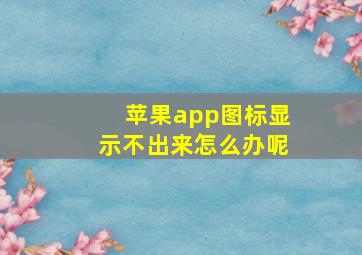 苹果app图标显示不出来怎么办呢