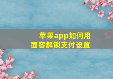 苹果app如何用面容解锁支付设置