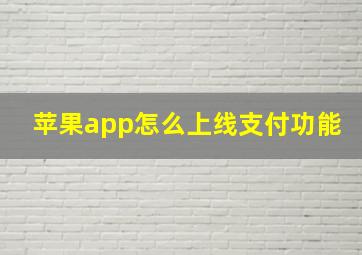 苹果app怎么上线支付功能