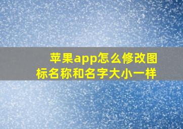 苹果app怎么修改图标名称和名字大小一样