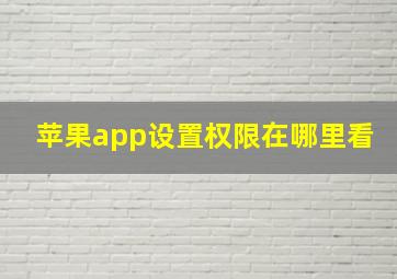 苹果app设置权限在哪里看