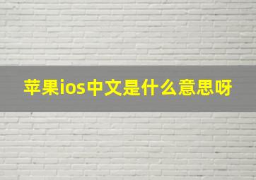 苹果ios中文是什么意思呀