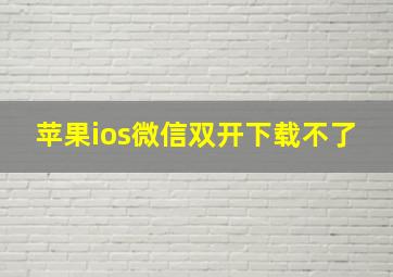 苹果ios微信双开下载不了