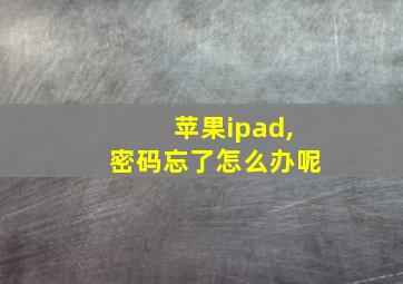 苹果ipad,密码忘了怎么办呢