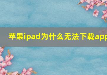 苹果ipad为什么无法下载app