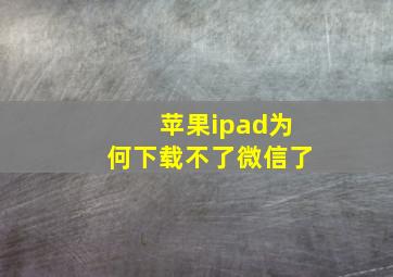 苹果ipad为何下载不了微信了