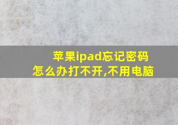 苹果ipad忘记密码怎么办打不开,不用电脑