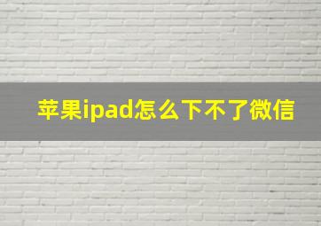 苹果ipad怎么下不了微信