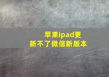 苹果ipad更新不了微信新版本