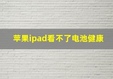 苹果ipad看不了电池健康