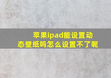 苹果ipad能设置动态壁纸吗怎么设置不了呢