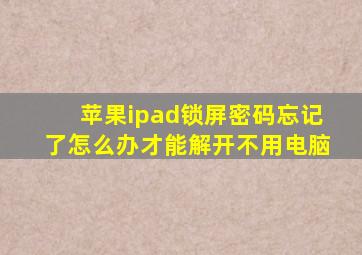 苹果ipad锁屏密码忘记了怎么办才能解开不用电脑