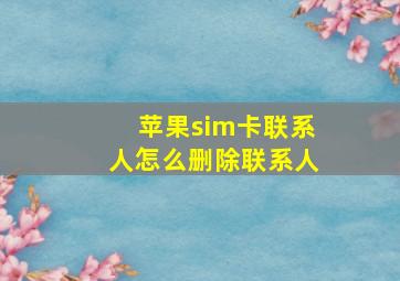 苹果sim卡联系人怎么删除联系人