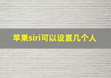 苹果siri可以设置几个人