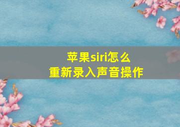 苹果siri怎么重新录入声音操作