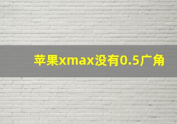 苹果xmax没有0.5广角