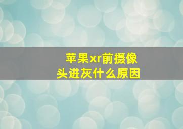 苹果xr前摄像头进灰什么原因